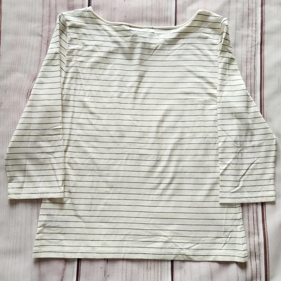 NWT Lauren Ralph Lauren "Moreton Hall" Stripe Shirt White Black | Women's Size L - Picture 3 of 5